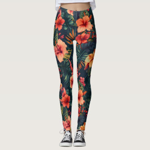 Legging Flores De Hibisco, Um Padrão Floral Tropical