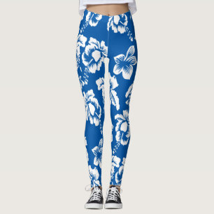 Legging Flores de Hibiscus Azuis do Havaí