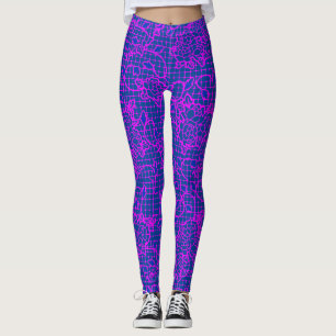 Legging Flores de índigo luminosas na Net.01.b Blue BG