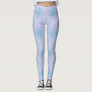 Legging Flores de jardim retrô em azul e violeta