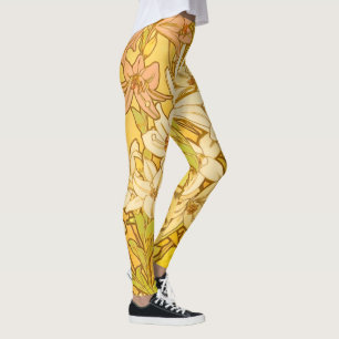 Legging Flores de lírio Art Nouveau de Alfonse Mucha