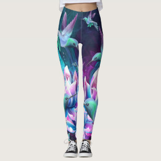 Legging Flores de Lótus e Beija-flores CBDOilPrincess