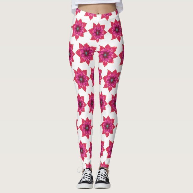 Legging Flores de Mandala Rosa Flores Personalizadas Leggi (Frente)
