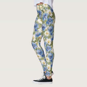 Legging Flores de Margarida Brancas Azuis