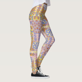 Legging Flores de margarida modernas de retalhos em Periwi