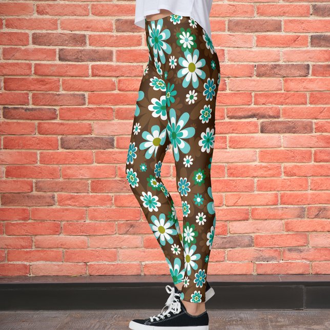 Legging Flores de Mod Castanho e Azul (Criador carregado)