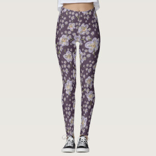 Legging Flores De Mola Perna Roxa