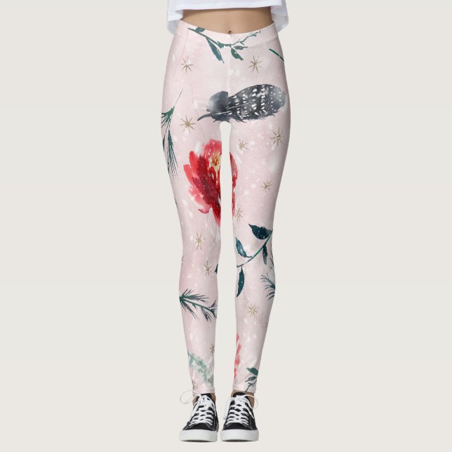 Legging Flores de Natal Deixam o padrão Boho (Frente)