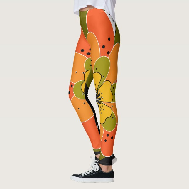 Legging Flores de outono, flor, latido de ilustração (Esquerda)
