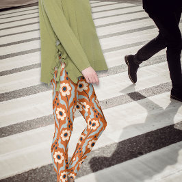 Legging Flores De Ovos De Laranja Queimada De Inverno