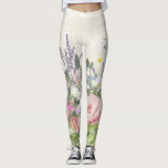 Legging Flores De Peste Rosa-Rosa bonito Pintada, Flores S<br><div class="desc">Feminina,  linda,  pintada manualmente de flores em uma selvagem jogada junto com o design Inglês Cottage Garden sobre um moderno creme de fundo branco. Para a moderna mulher romântica! Direitos autorais,  Audrey Jeanne Roberts,  todos os direitos reservados.</div>