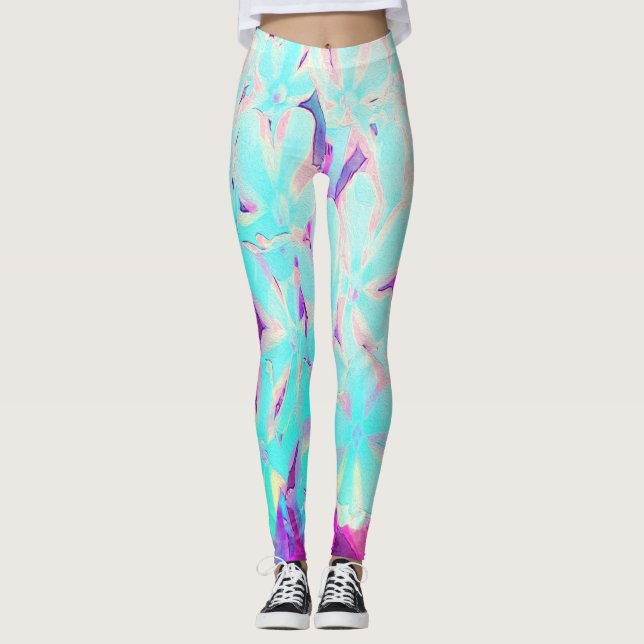 Legging Flores de Phlox Azuis-Peppermint Twist de Robin (Frente)