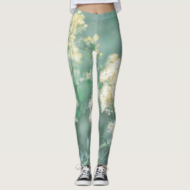 Legging Flores de Prados Selvagens Amarelas Verde-Pálidas 