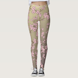 Legging flores de sakura cor-de-rosa floral