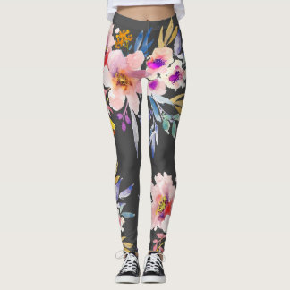 Legging Flores de verão primavera de aquarelas