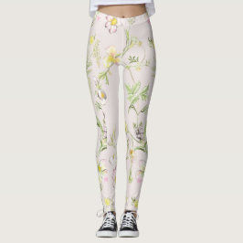 Legging flores delicadas com borboleta no estilo chinês