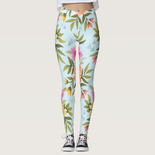 Legging Flores Desenhadas à Mão Coloridas