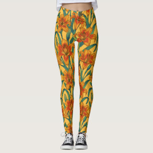 Legging Flores do dia, azuis e amarelas,