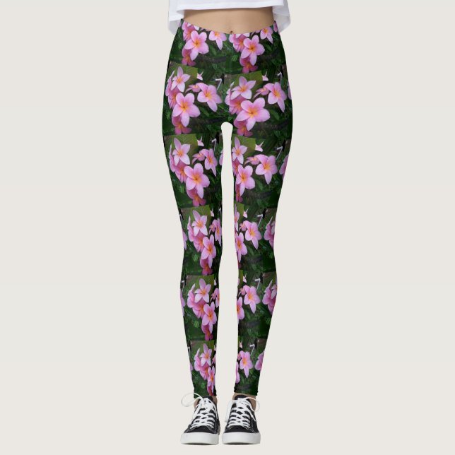 Legging Flores do Plumeria de Havaí (Frente)