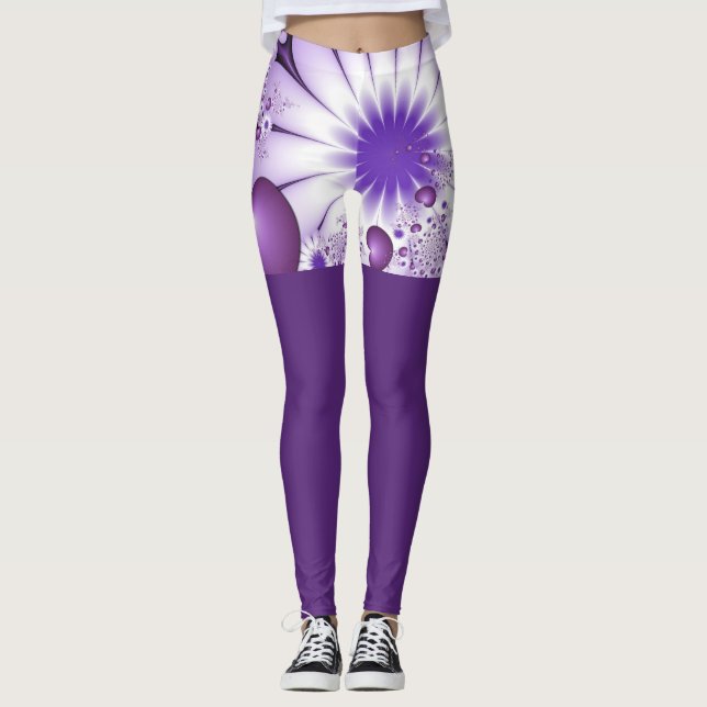 Legging Flores e Corações Abstratos Fractais ao Cair no Am (Frente)