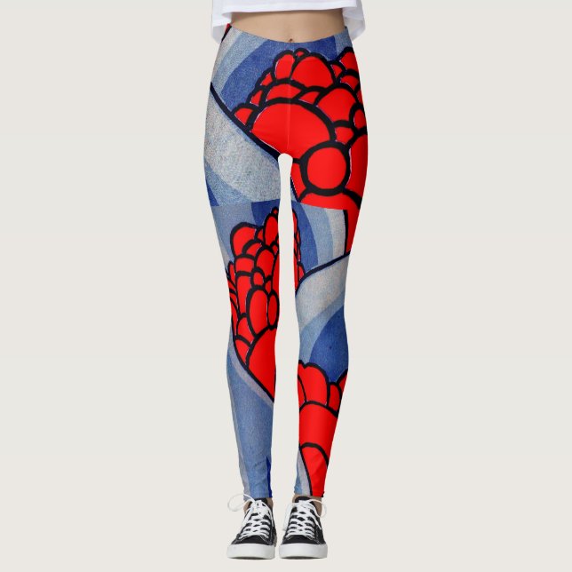 Legging flores e folhas estilizadas impressão (Frente)