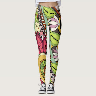 Legging Flores E Grelha P14 - Pernas