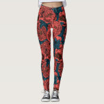 Legging Flores e mariposas de ervilhas vermelhas<br><div class="desc">Flores e mariposas de pénia desenhadas à mão,  padrão vetorial sem costura</div>