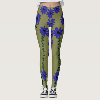 Legging Flores e palhetas roxas