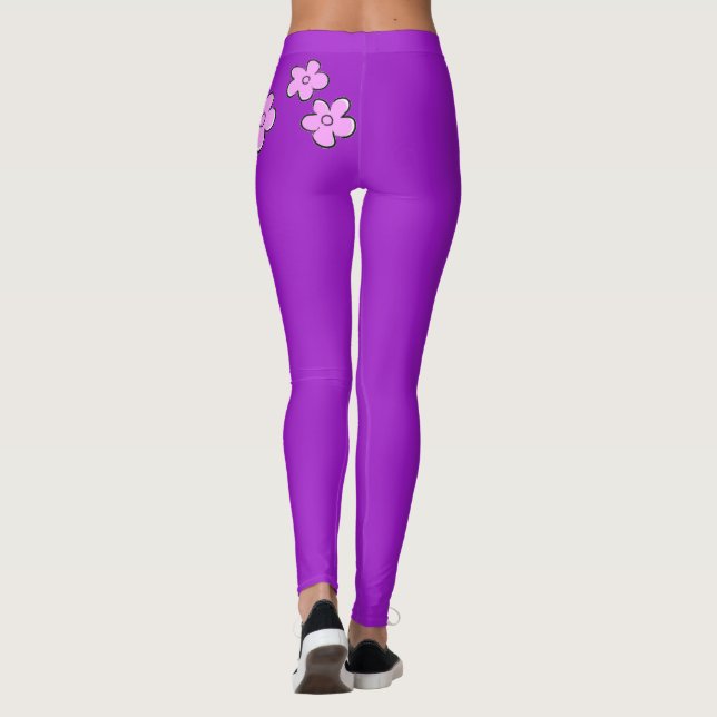 Legging Flores felizes - Rosa em Roxo (Verso)