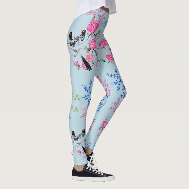 Legging Flores Florais Aves Naturais (Direita)