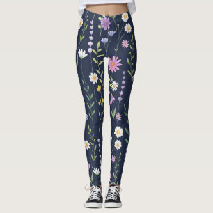 Legging Flores Florais De Padrões De Superfície Da Moda