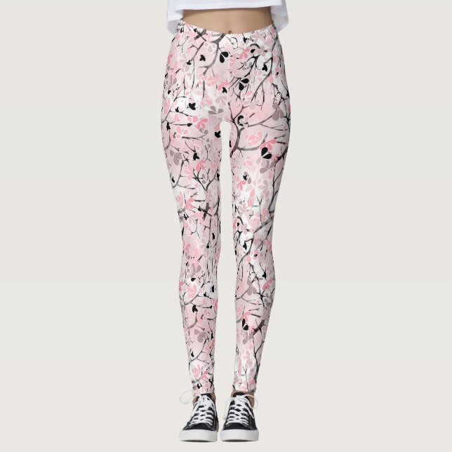 Legging Flores florais pastas sem costura folhas de pincel (Frente)