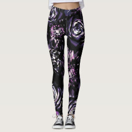 Legging Flores Glam Purple Ousadas Encantando Jardim Escur