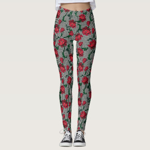Legging Flores Houndstooth