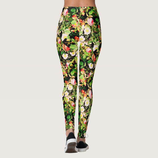 Legging Flores Impressão, cor-de-rosa e brancas, com Rosa  (Verso)