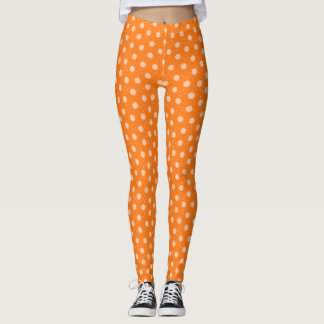 Legging Flores Macias Bege Pêssego em Fundo Laranja