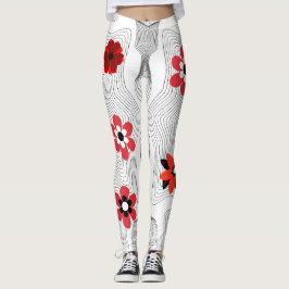 Legging Flores Modernas Vermelhas