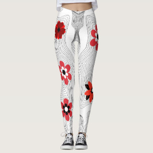 Legging Flores Modernas Vermelhas