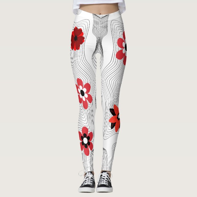 Legging Flores Modernas Vermelhas (Frente)