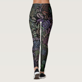 Legging Flores nas Pernas Noturnas
