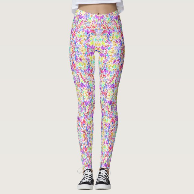 Legging Flores pastéis abstratas (Frente)