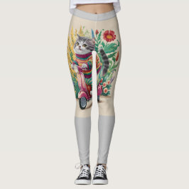 Legging flores - patinete - natureza - gato - capricho