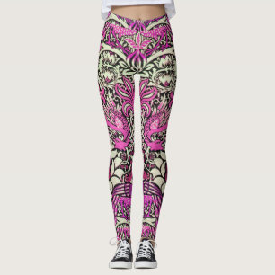 Legging FLORES,PEACOCKS,DRAGÕES Rosa BLack Fantasia Branc