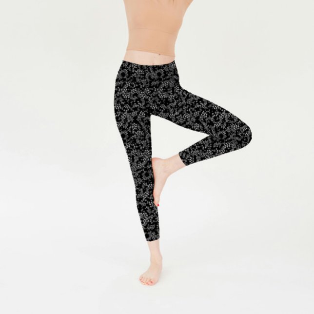 Legging Flores pretas do Yoga Comfy (Criador carregado)