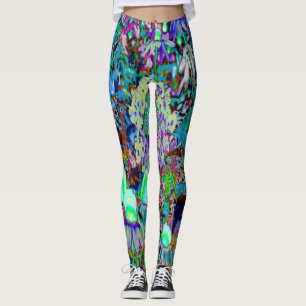 Legging Flores Psicodélicas de Verde limão e Roxo