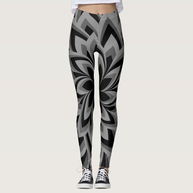 LEGGING FLÔRES REMOINHO PRETO E BRANCO   (Frente)