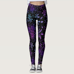 Legging Flores Retro Aqua Roxo