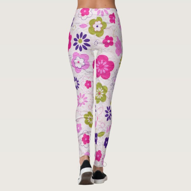 Legging Flores Retro Rosa Rosa (Verso)