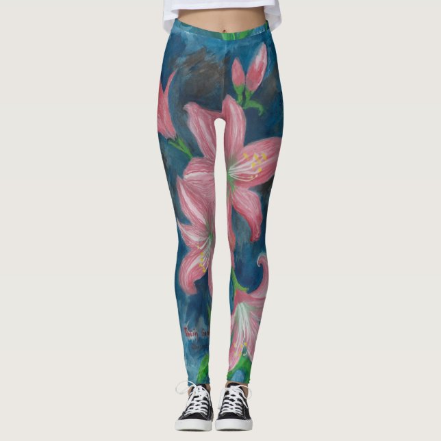 Legging flores rosa amarillis (Frente)