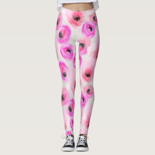 Legging Flores Rosa Aquarela Arte Digital